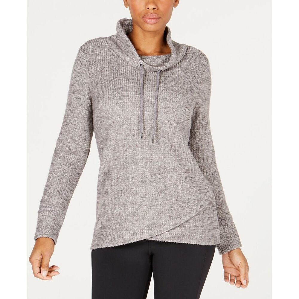 Ideology‎ Cowl-Neck Tulip-Hem Top Deep Charcoal Athleisure Casual Women 2X